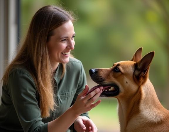 Lead instructor with well-trained dog during a session