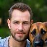 Ethan Thompson with his german shepherd